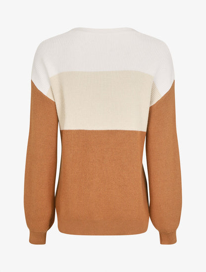 Pull oversize grandes rayures - Beige/camel - 2