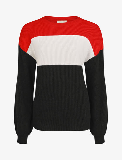 Pull oversize grandes rayures - Rouge/noir - 1