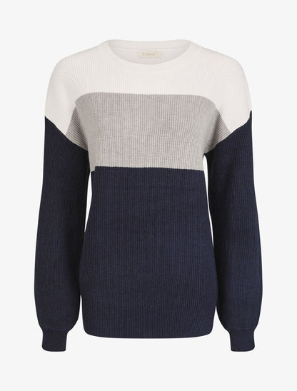 Pull oversize grandes rayures - Marine/blanc - 5
