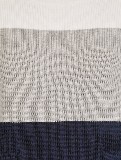 Pull oversize grandes rayures - Marine/blanc - 3
