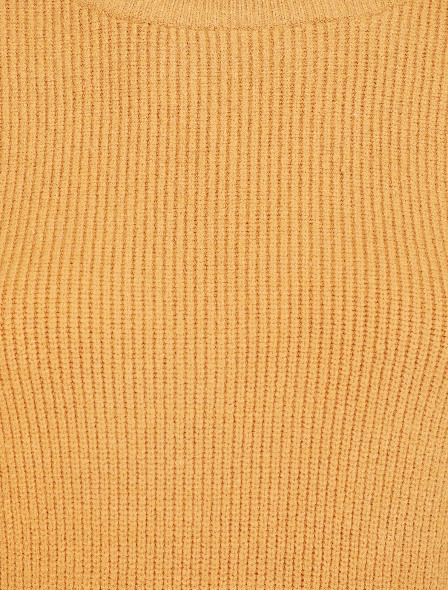 Pull droit côtelé en laine mélangée - Moutarde - 3