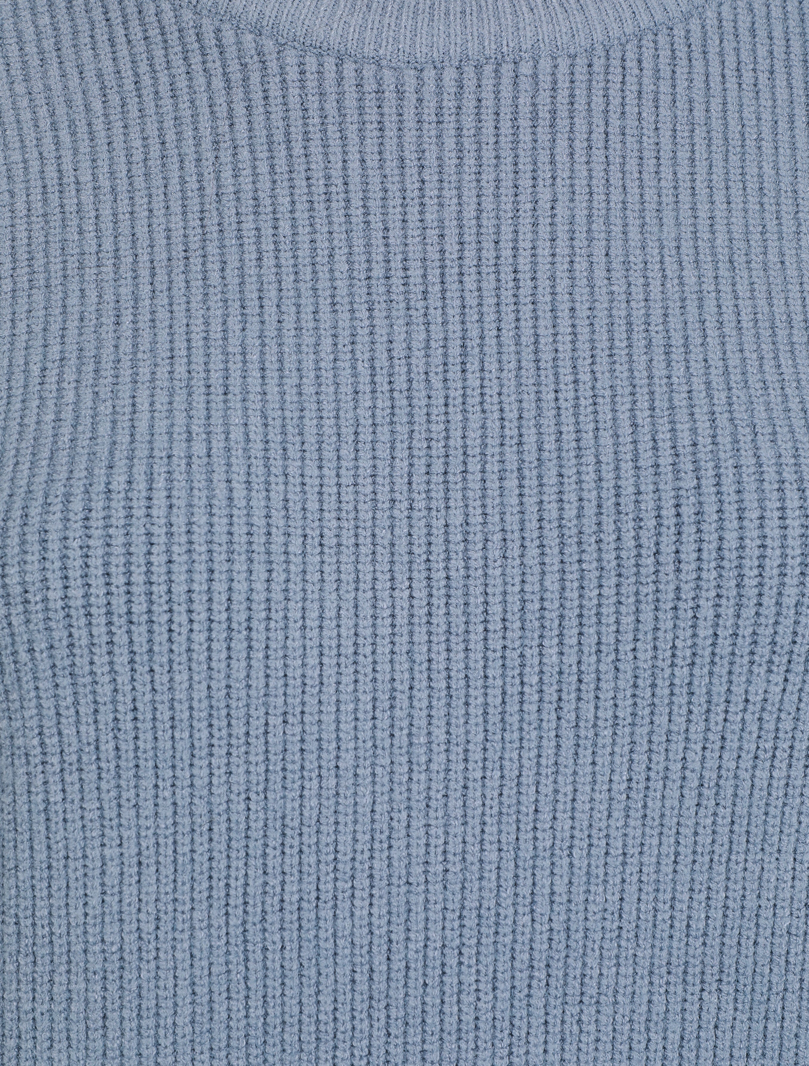 Pull droit côtelé en laine mélangée - Bleu gris - 3