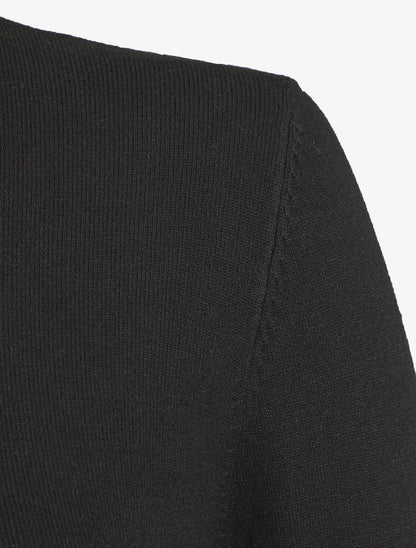 Pull fin en laine mélangée à col montant - Noir - 3