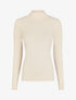 Pull fin en laine mélangée à col montant - Beige - 1