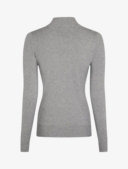 Pull fin en laine mélangée à col montant - Gris - 2