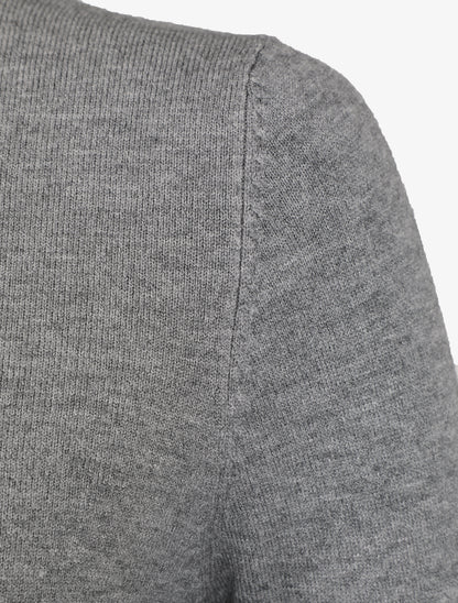 Pull fin en laine mélangée à col montant - Gris - 3