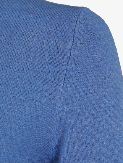 Pull fin en cachemire mélangée à col montant - Bleu - 3