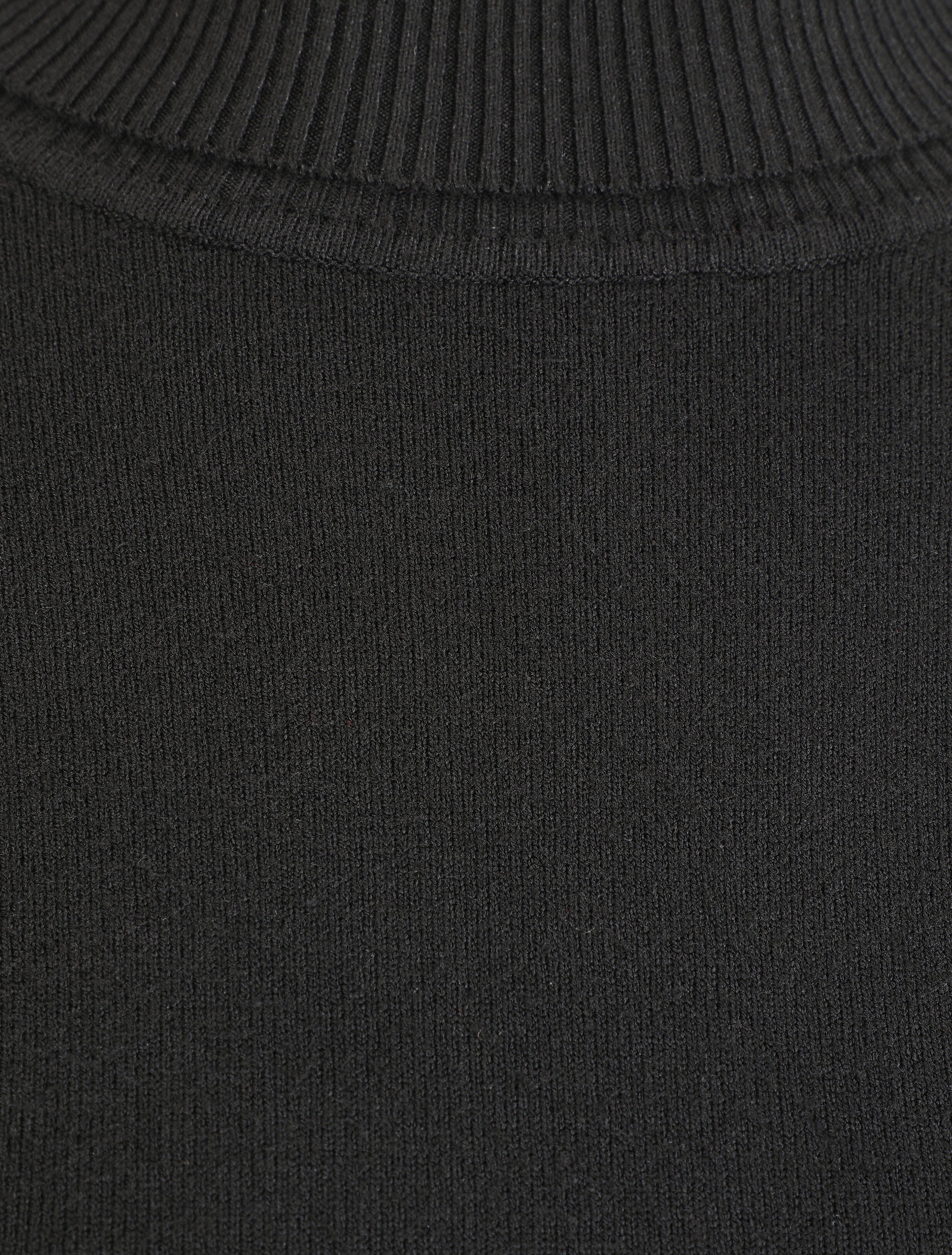 Pull fin en laine mélangée à col roulé - Noir - 4