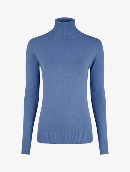 Pull fin en cachemire mélangée à col roulé - Bleu - 5