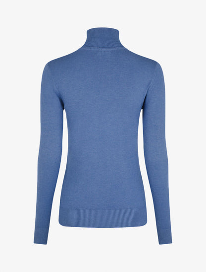 Pull fin en cachemire mélangée à col roulé - Bleu - 2