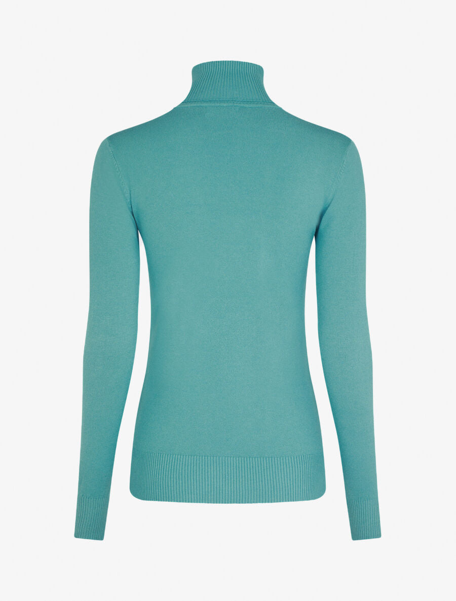 Pull fin en cachemire mélangée à col roulé - Vert d&