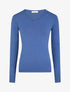 Pull fin en cachemire mélangée à col V - Bleu - 5
