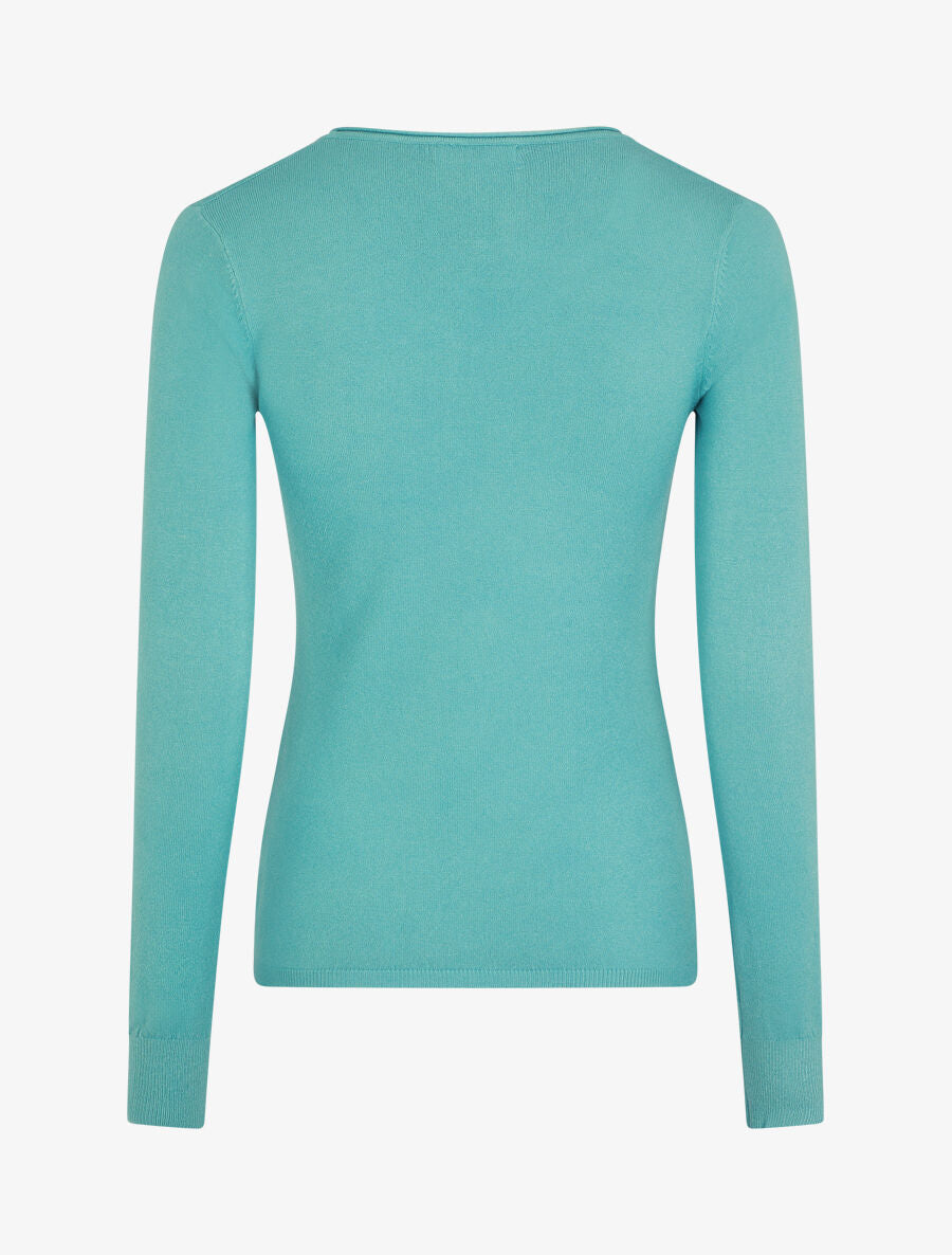 Pull fin en cachemire mélangée à col V - Vert d&