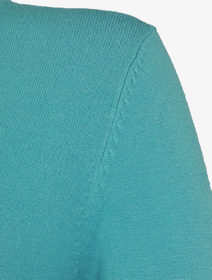 Pull fin en cachemire mélangée à col V - Vert d&