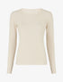 Pull fin en laine mélangée à col rond - Beige - 1