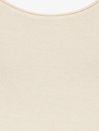 Pull fin en laine mélangée à col rond - Beige - 3