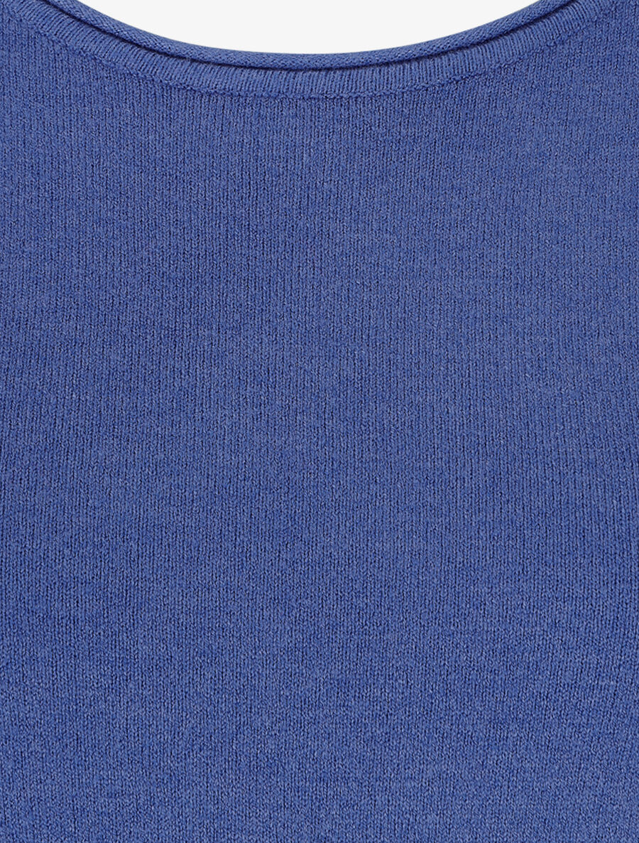 Pull fin en cachemire mélangée à col rond - Bleu - 3