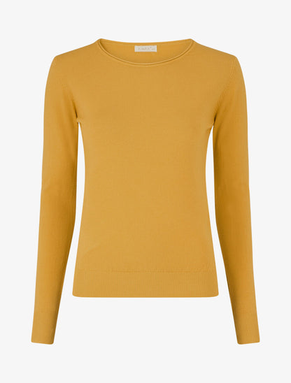 Pull fin en cachemire mélangée à col rond - Jaune - 1