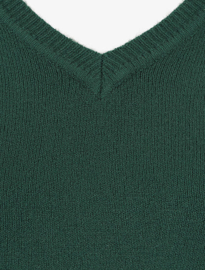 Pull en cachemire mélangée à col V - Vert sapin - 3