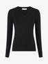Pull en cachemire mélangée à col V - Noir - 4