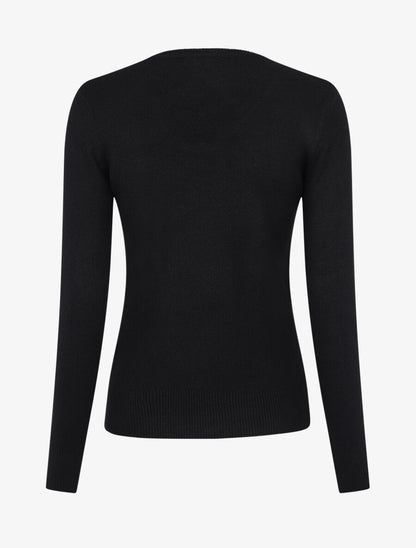 Pull en cachemire mélangée à col V - Noir - 2