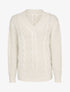 Pull en maille duveteuse tressée - Blanc - 4