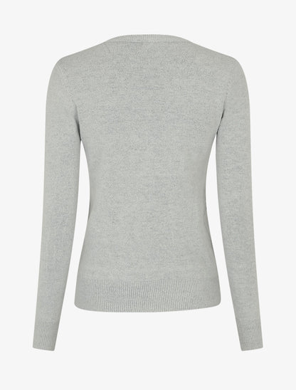 Pull en cachemire mélangée à col V - Gris - 2