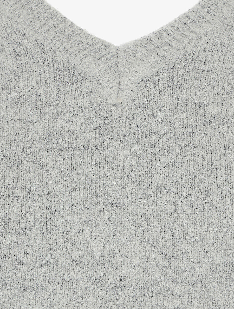 Pull en cachemire mélangée à col V - Gris - 3