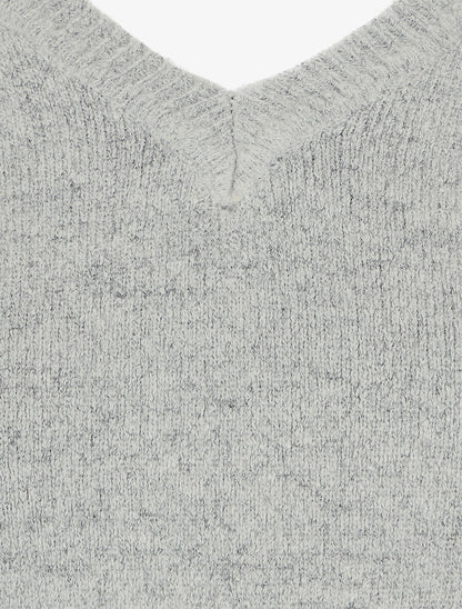 Pull en cachemire mélangée à col V - Gris - 3