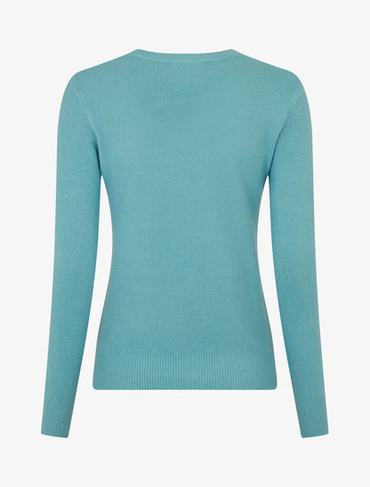 Pull en laine mélangée à col V - Vert d&