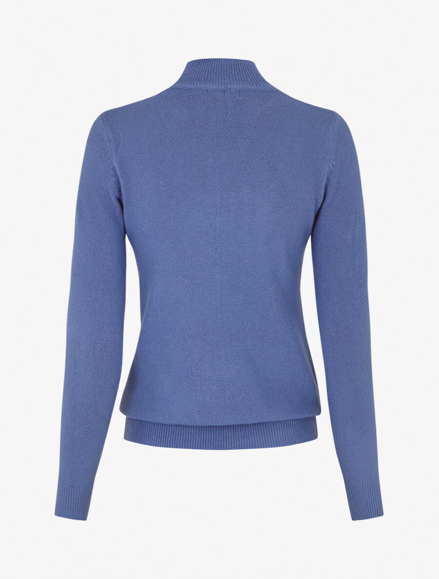 Pull col montant en laine mélangée - Bleu - 2
