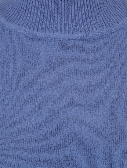 Pull col montant en laine mélangée - Bleu - 3