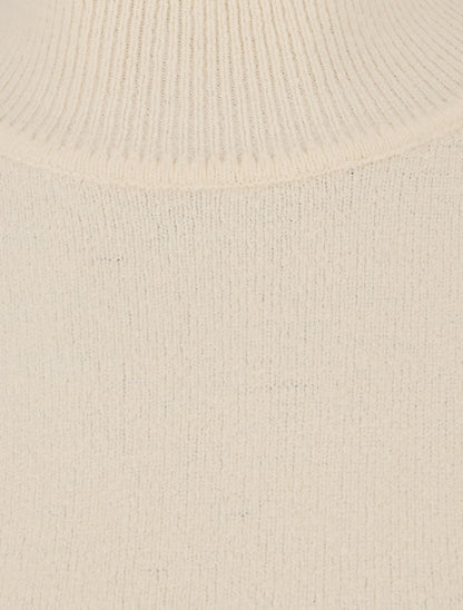 Pull col montant en laine mélangée - Beige - 3