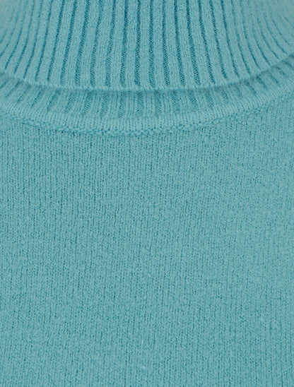 Pull col roulé en laine mélangée - Bleu clair - 3