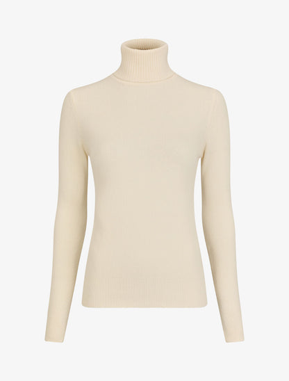 Pull col roulé en laine mélangée - Beige - 5