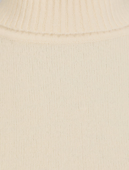 Pull col roulé en laine mélangée - Beige - 3
