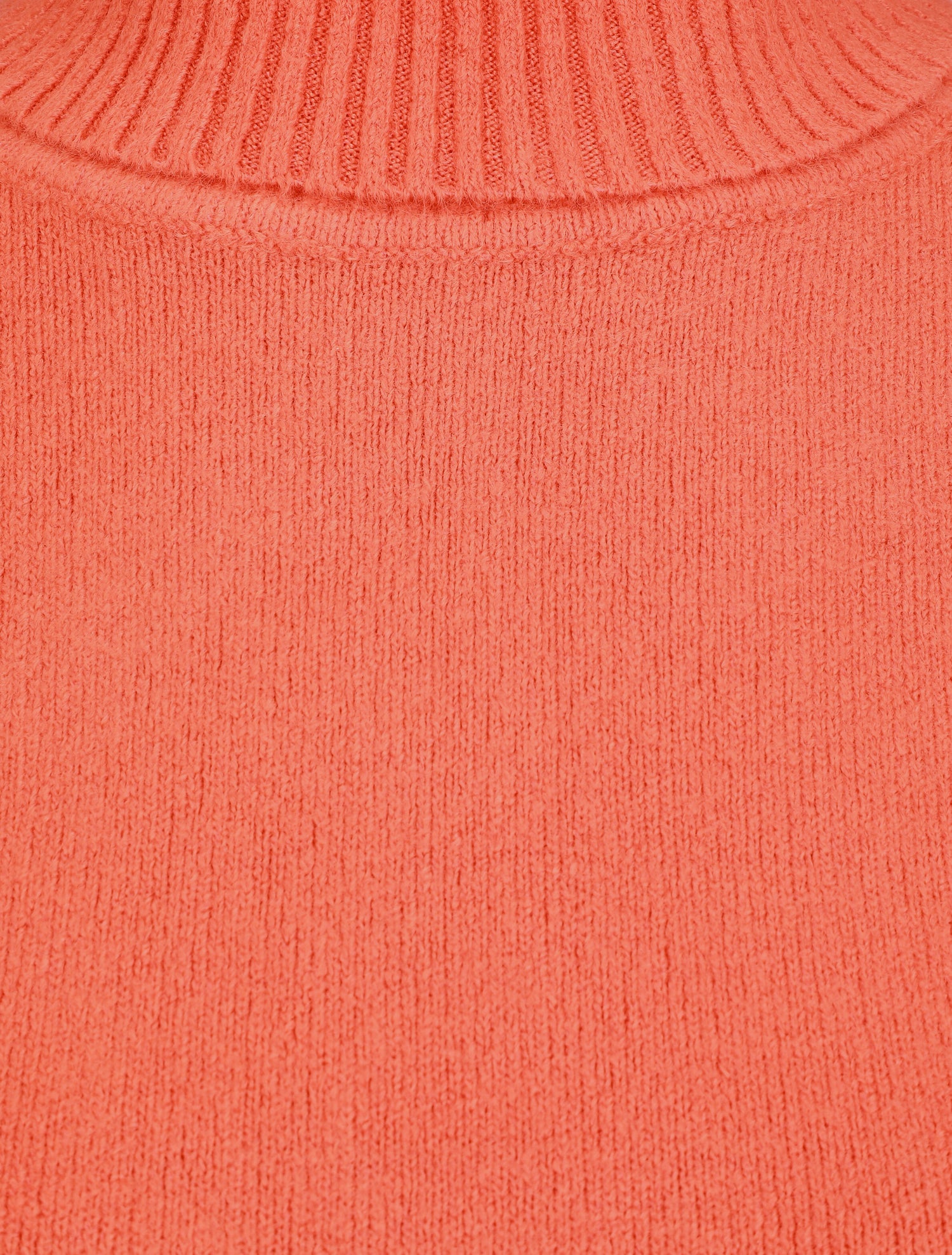 Pull col roulé en laine mélangée - Corail - 3