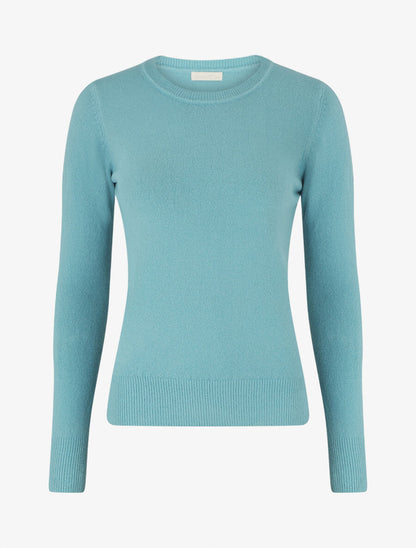 Pull col rond en laine mélangée - Bleu clair - 5