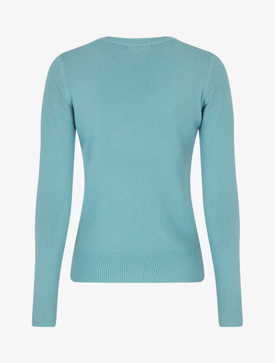 Pull col rond en laine mélangée - Bleu clair - 2
