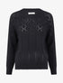 Pull à col rond en maille ajourée - Noir - 1
