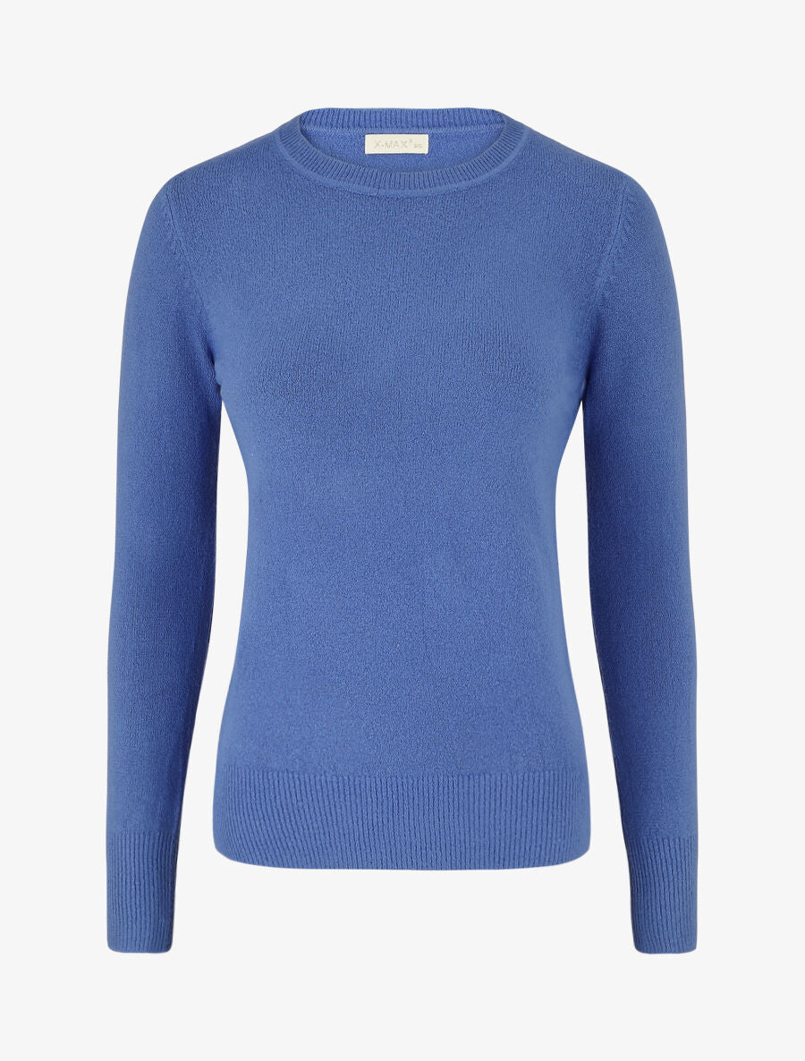 Pull col rond en laine mélangée - Bleu - 1