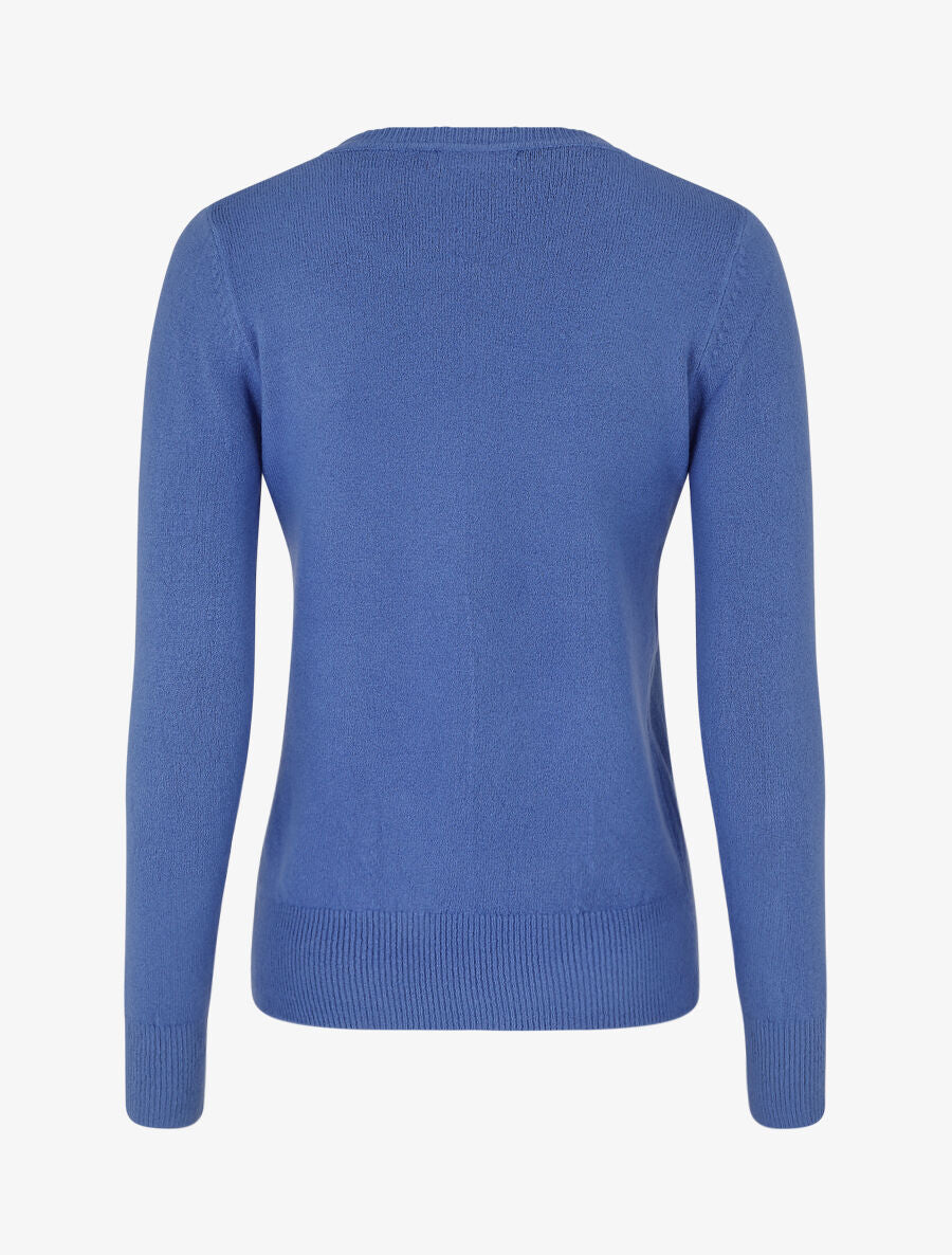 Pull col rond en laine mélangée - Bleu - 2