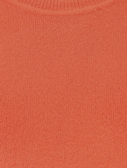 Pull col rond en laine mélangée - Corail - 3