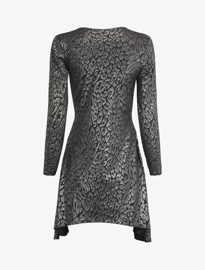 Gilet mi-long à motif léopard irisé - Noir - 2