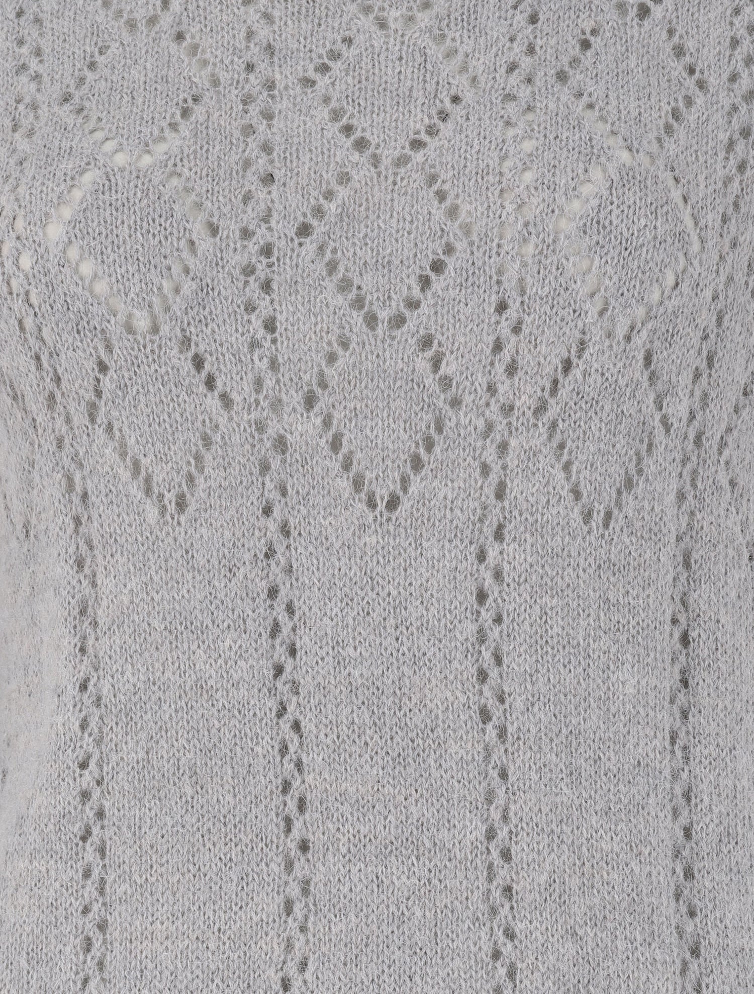Pull à col rond en maille ajourée - Gris - 3