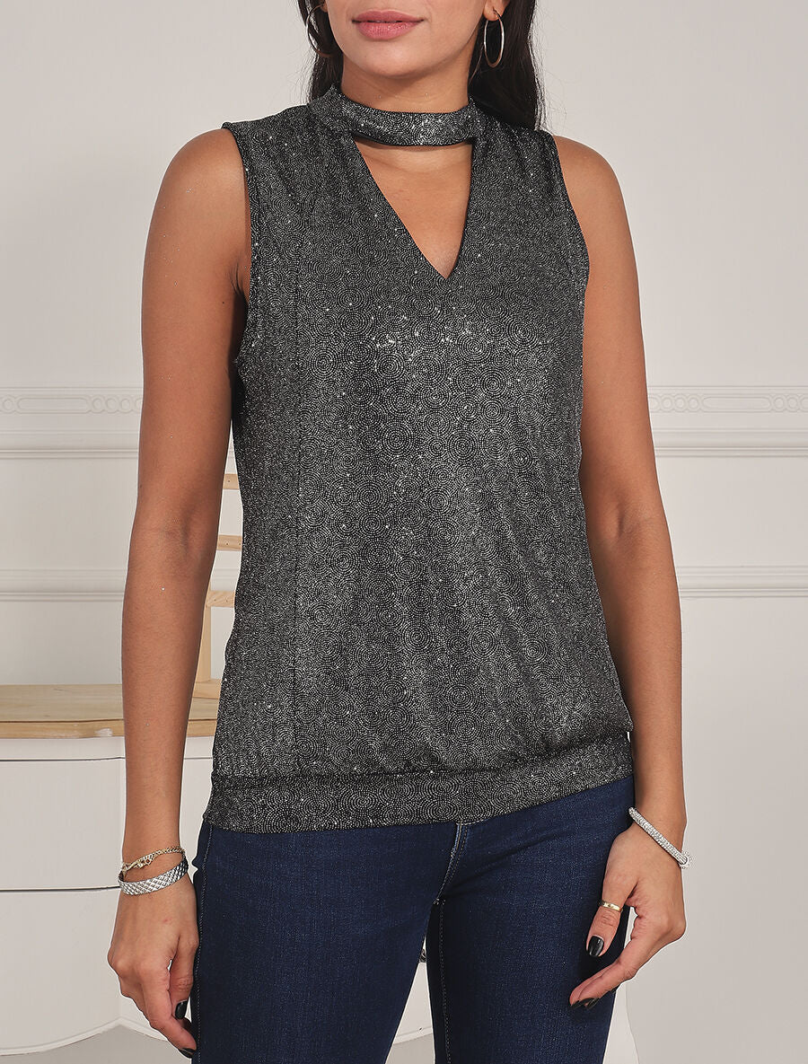Top dos nu pailleté - Argent - 4