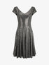 Robe patineuse pailletée à col V - Argent - 5