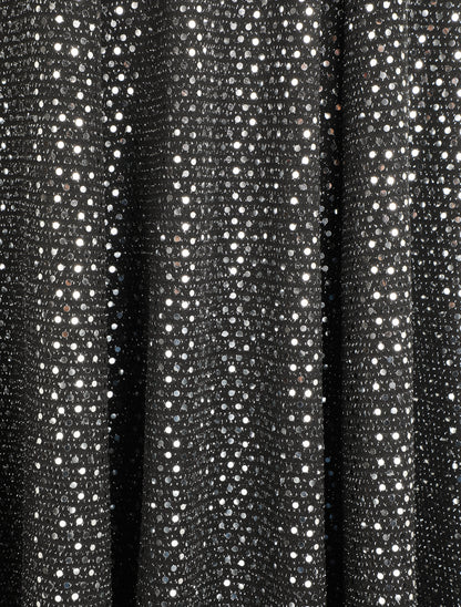Robe patineuse pailletée à col V - Argent - 3