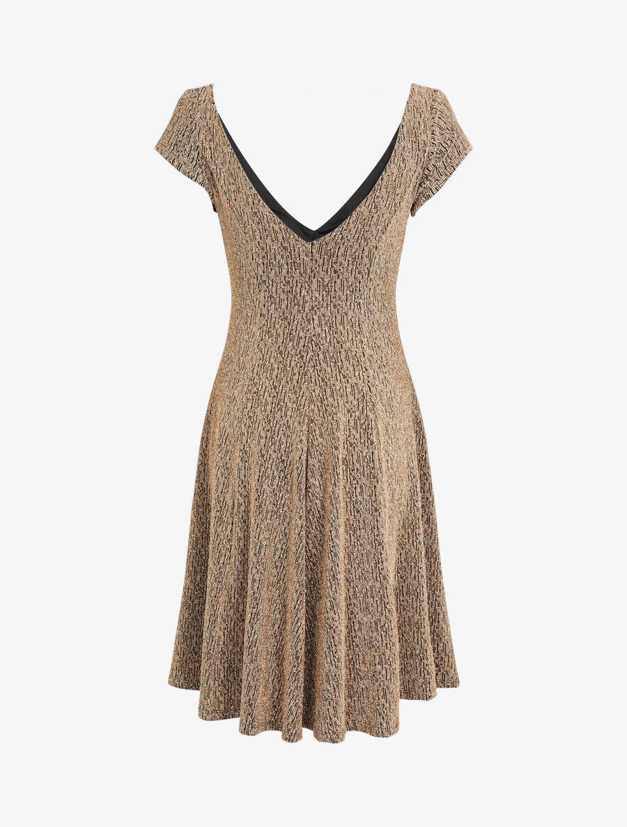 Robe patineuse irisée à col V - Or - 3