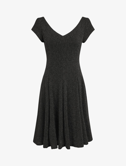 Robe patineuse irisée à col V - Noir - 5